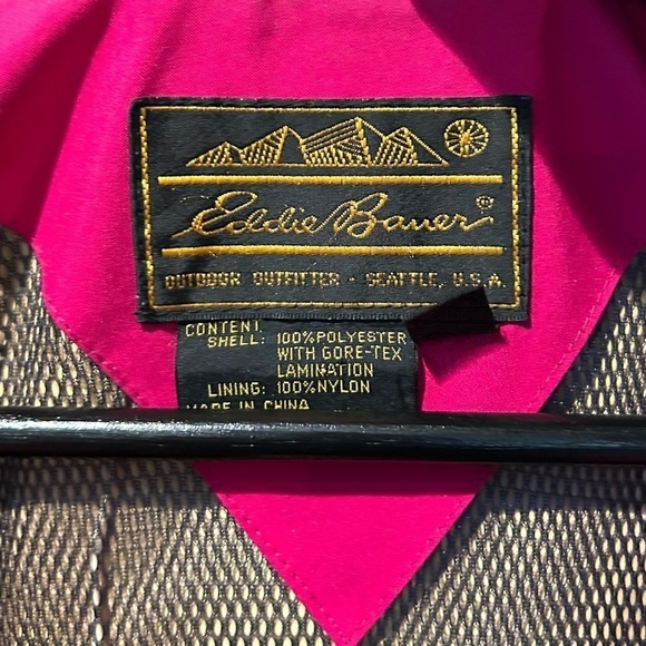 Vintage Bright Fuchsia Pink and Navy Blue Eddie Bauer Hooded Jacket, Size Medium - Picture 16 of 16